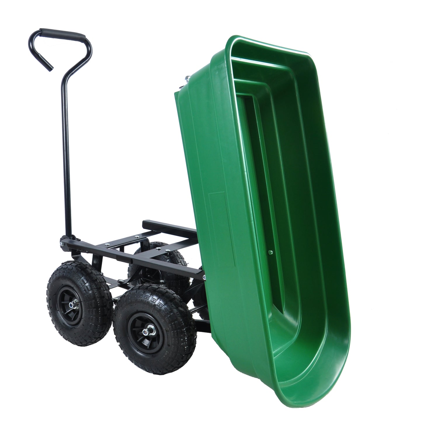 Folding Poly Garden Dump Truck – 10” Pneumatic Tires, 300 lb Capacity, 75L Steel Frame Utility Cart