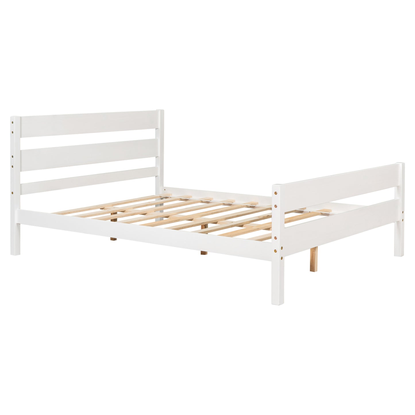 Full Bed with Headboard and Footboard, Elegant White Finish, Sturdy Wooden Frame, Modern Design for Bedroom Décor