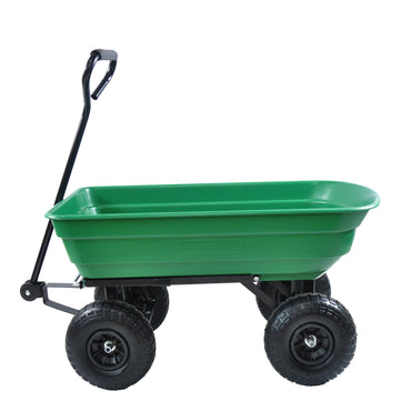 Folding Poly Garden Dump Truck – 10” Pneumatic Tires, 300 lb Capacity, 75L Steel Frame Utility Cart