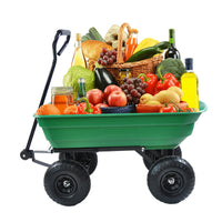 Folding Poly Garden Dump Truck – 10” Pneumatic Tires, 300 lb Capacity, 75L Steel Frame Utility Cart