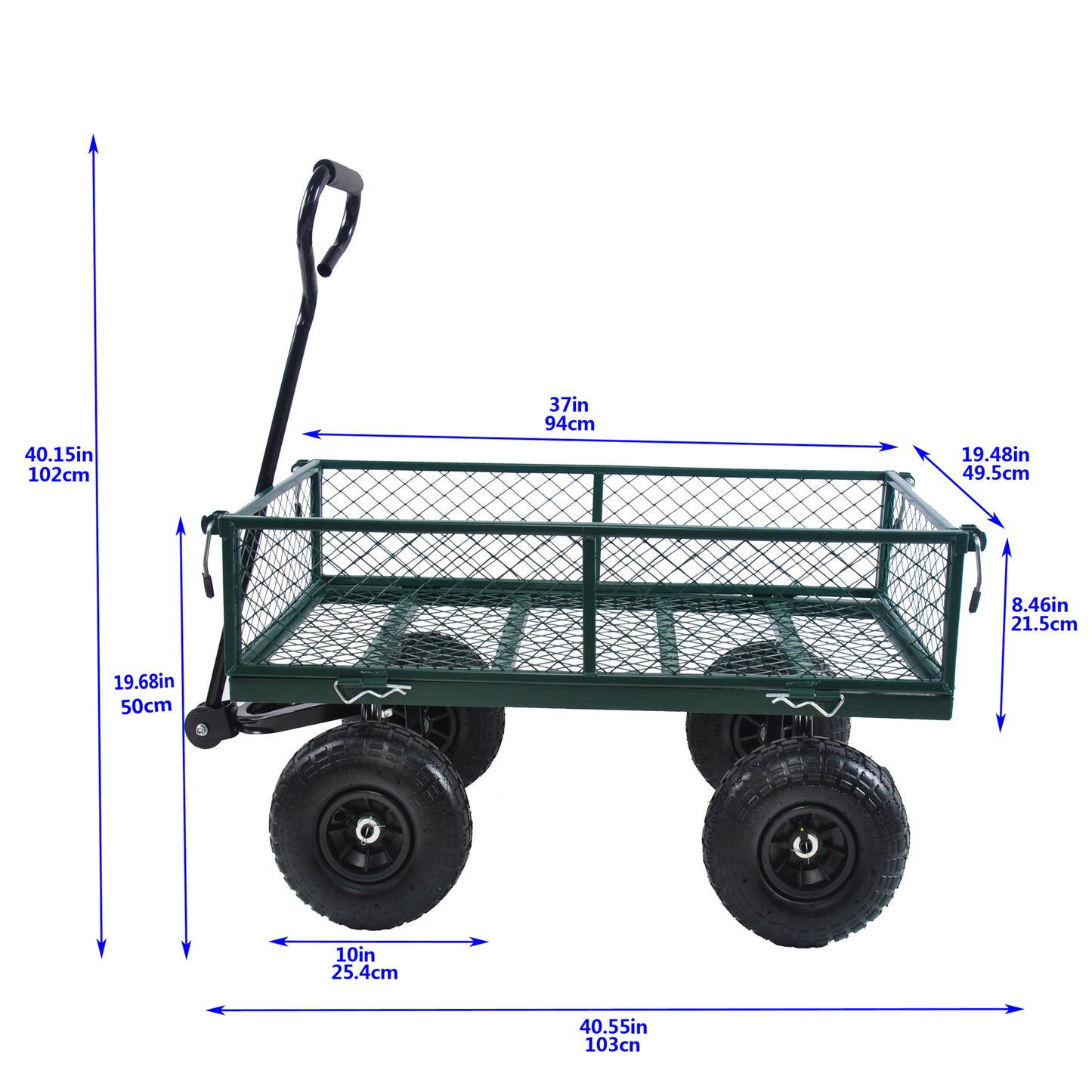 Heavy-Duty Garden Cart - Green Wagon Truck for Easy Firewood Transport and Outdoor Use