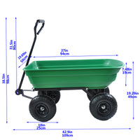 Folding Poly Garden Dump Truck – 10” Pneumatic Tires, 300 lb Capacity, 75L Steel Frame Utility Cart