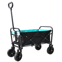 Mini Folding Wagon for Garden, Shopping, and Beach – Compact Collapsible Cart (Black & Blue)