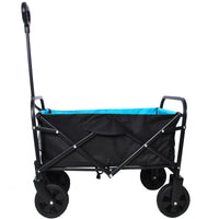 Mini Folding Wagon for Garden, Shopping, and Beach – Compact Collapsible Cart (Black & Blue)