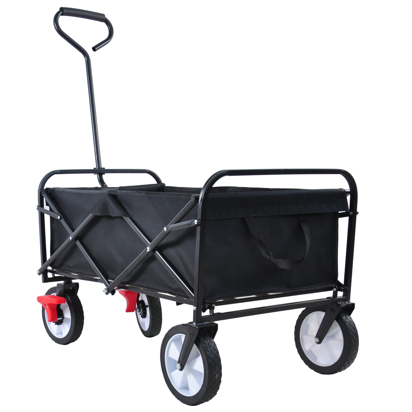 Folding Garden Wagon Cart for Shopping, Beach & Outdoor Use - Lightweight Portable Collapsible Cart (Black)