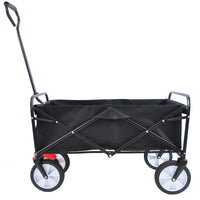 Folding Garden Wagon Cart for Shopping, Beach & Outdoor Use - Lightweight Portable Collapsible Cart (Black)