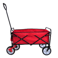 Folding Garden Beach Cart - Lightweight Portable Shopping Wagon with Big Wheels for Easy Transport (Red)