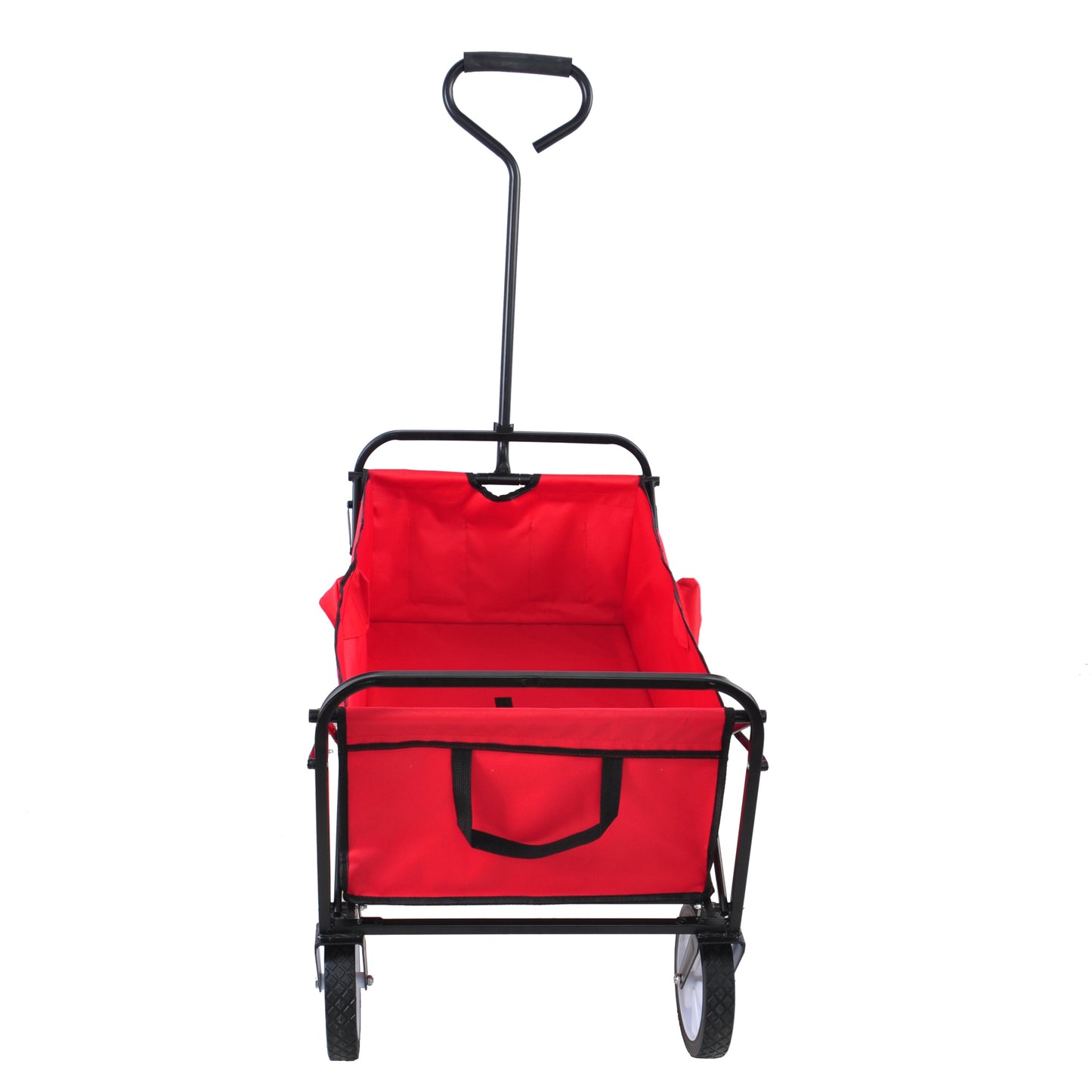 Folding Garden Beach Cart - Lightweight Portable Shopping Wagon with Big Wheels for Easy Transport (Red)