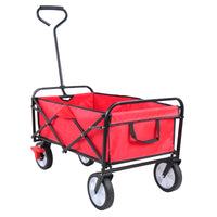 Folding Garden Beach Cart - Lightweight Portable Shopping Wagon with Big Wheels for Easy Transport (Red)