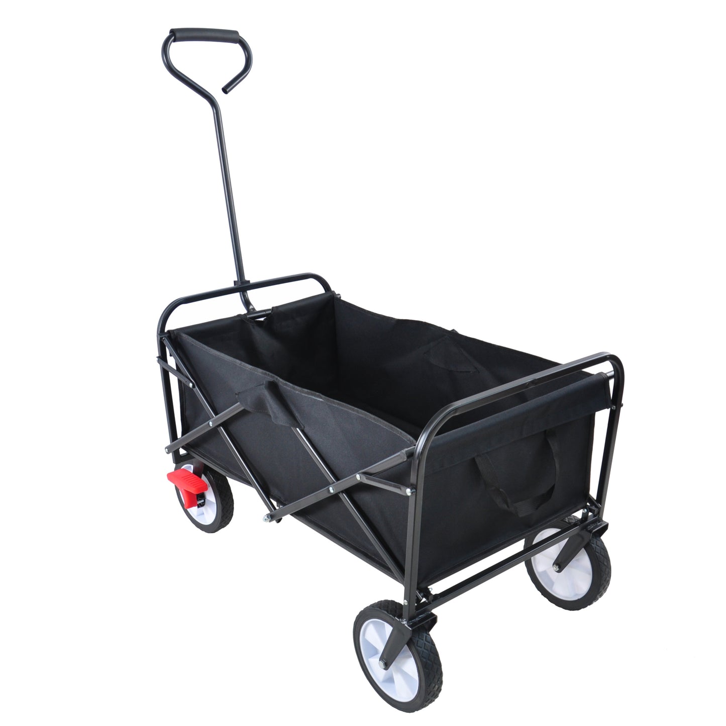 Folding Garden Wagon Cart for Shopping, Beach & Outdoor Use - Lightweight Portable Collapsible Cart (Black)