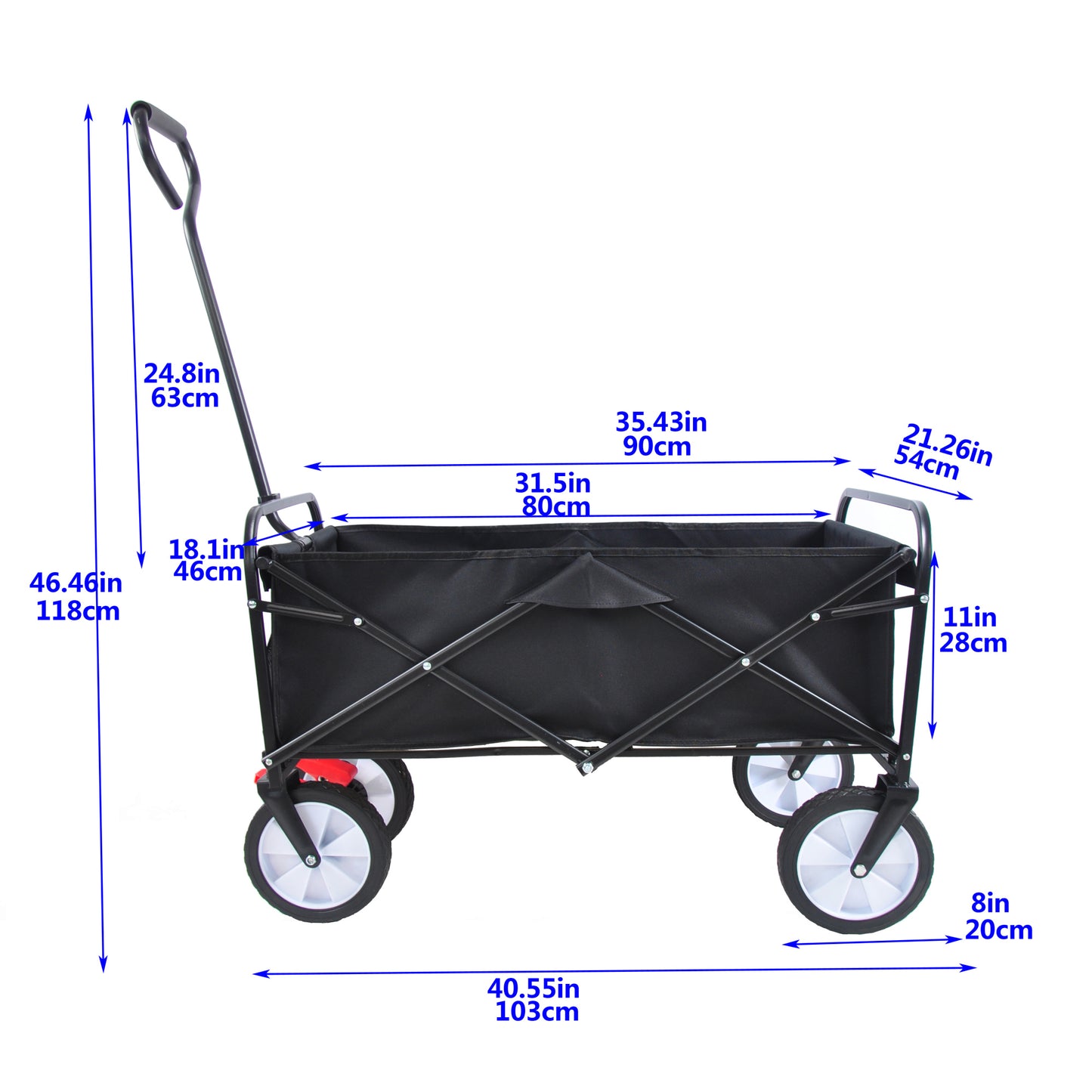 Folding Garden Wagon Cart for Shopping, Beach & Outdoor Use - Lightweight Portable Collapsible Cart (Black)