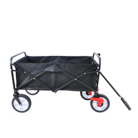 Folding Garden Wagon Cart for Shopping, Beach & Outdoor Use - Lightweight Portable Collapsible Cart (Black)