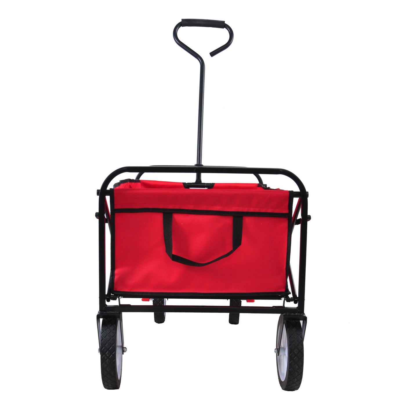 Folding Garden Beach Cart - Lightweight Portable Shopping Wagon with Big Wheels for Easy Transport (Red)