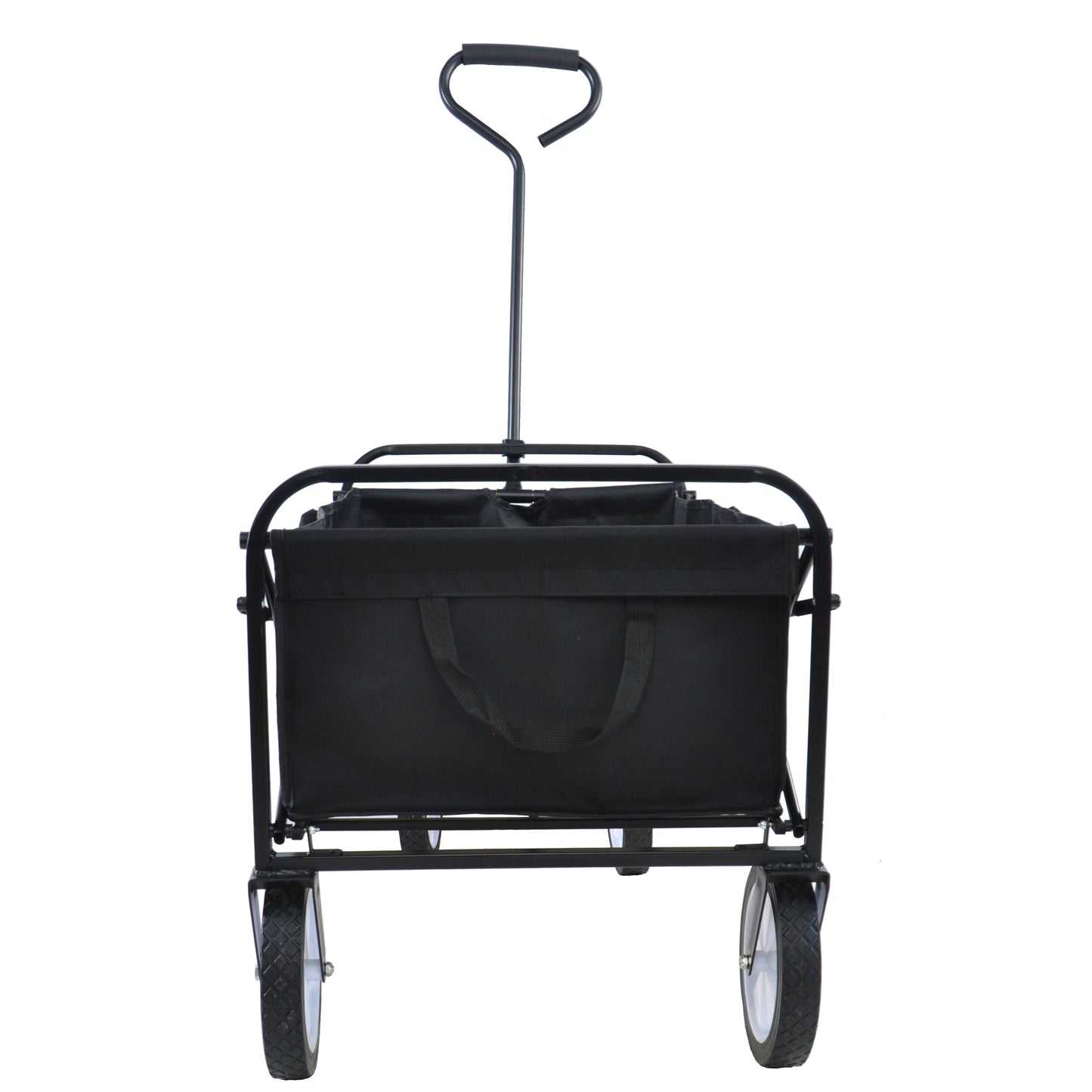 Folding Garden Wagon Cart for Shopping, Beach & Outdoor Use - Lightweight Portable Collapsible Cart (Black)