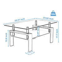 Modern Rectangle Walnut Glass Coffee Table - Stylish Clear Center Table for Living Room Furniture