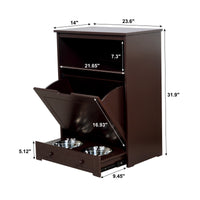 Pet Feeder Station with Storage - Waterproof MDF Cabinet for Dogs & Cats, Includes Stainless Steel Bowls, Stylish Feeding Solution