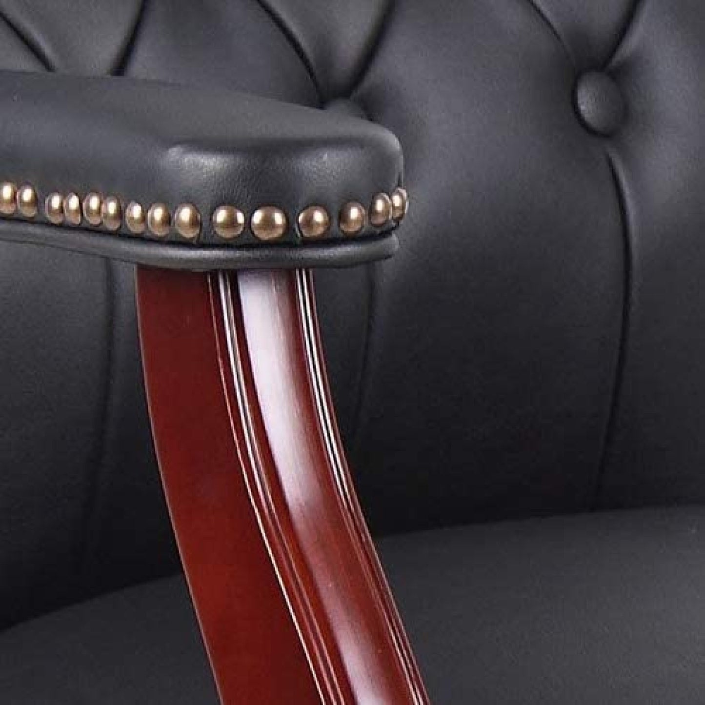 Leather Reception Guest Chairs with Padded Seat and Arms, Ergonomic Mid-Back Office Executive Side Chair for Meeting, Black
