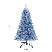 6FT Pre-Lit Snow Flocked Artificial Christmas Tree - Holiday Xmas Tree with 750 Branch Tips for Festive Decor