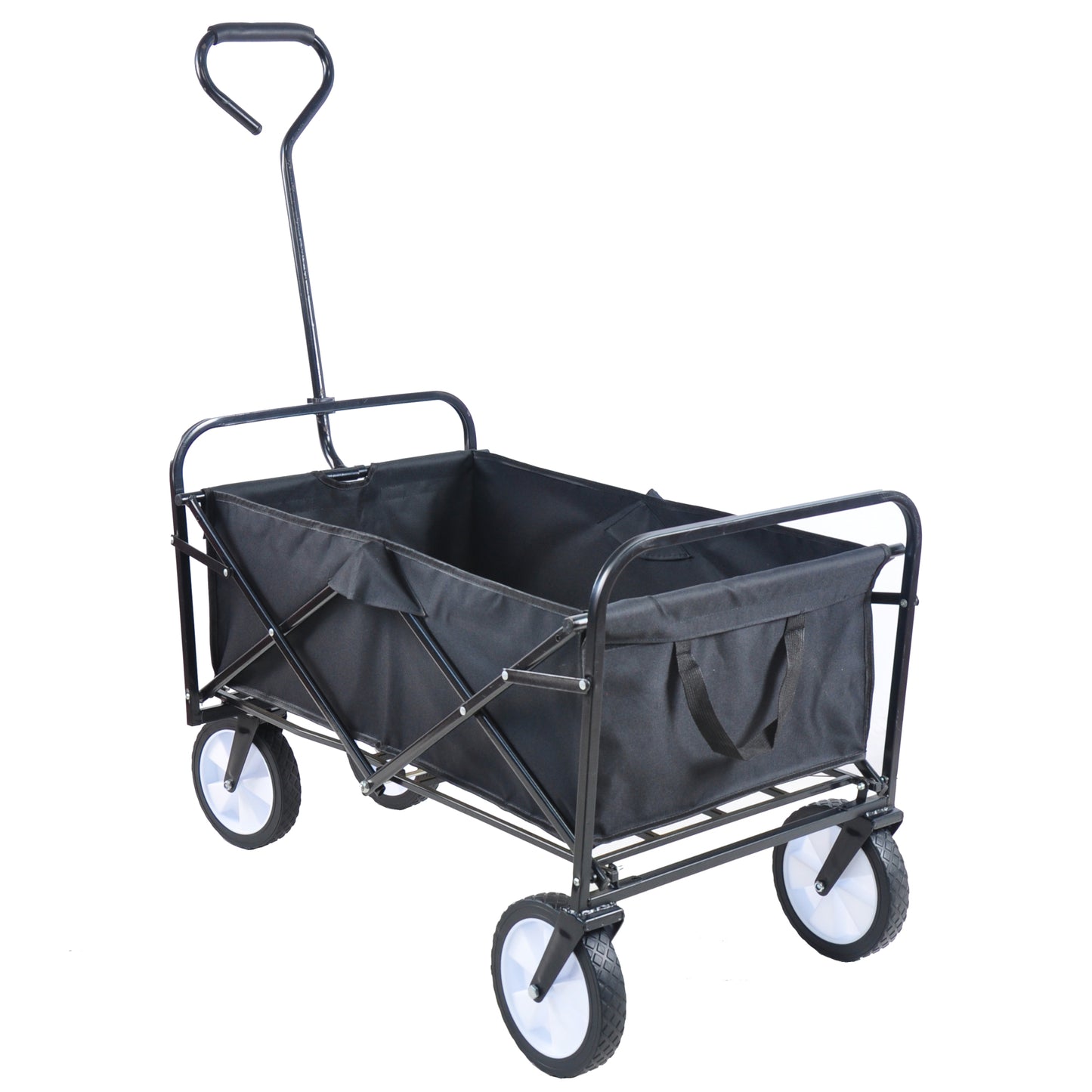 Folding Garden Wagon Cart for Shopping, Beach, and Outdoor Use - Lightweight & Portable, Compact Design, Black