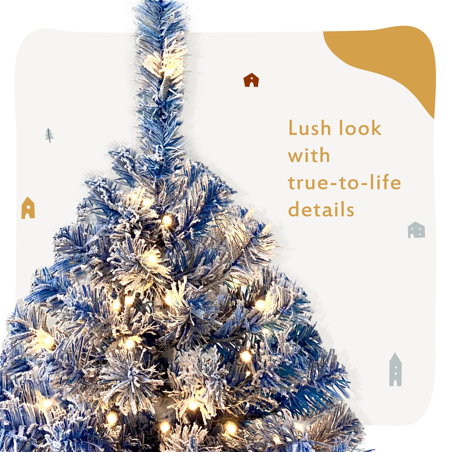 6FT Pre-Lit Snow Flocked Artificial Christmas Tree - Holiday Xmas Tree with 750 Branch Tips for Festive Decor