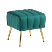 Modern Velvet Accent Chair with Ottoman Set - Tufted Barrel Design for Living Room & Bedroom, Golden Finish, Christmas Green