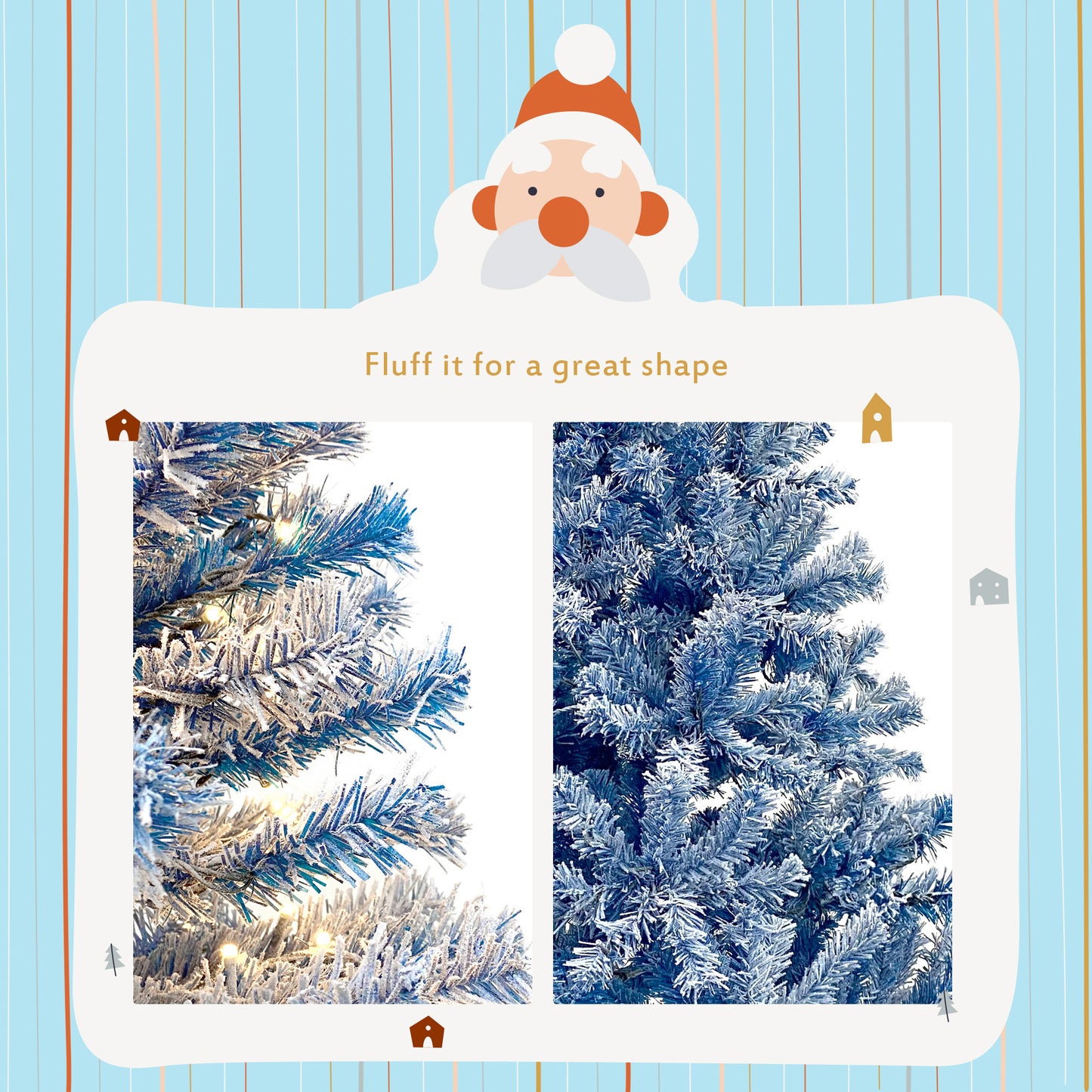 6FT Pre-Lit Snow Flocked Artificial Christmas Tree - Holiday Xmas Tree with 750 Branch Tips for Festive Decor