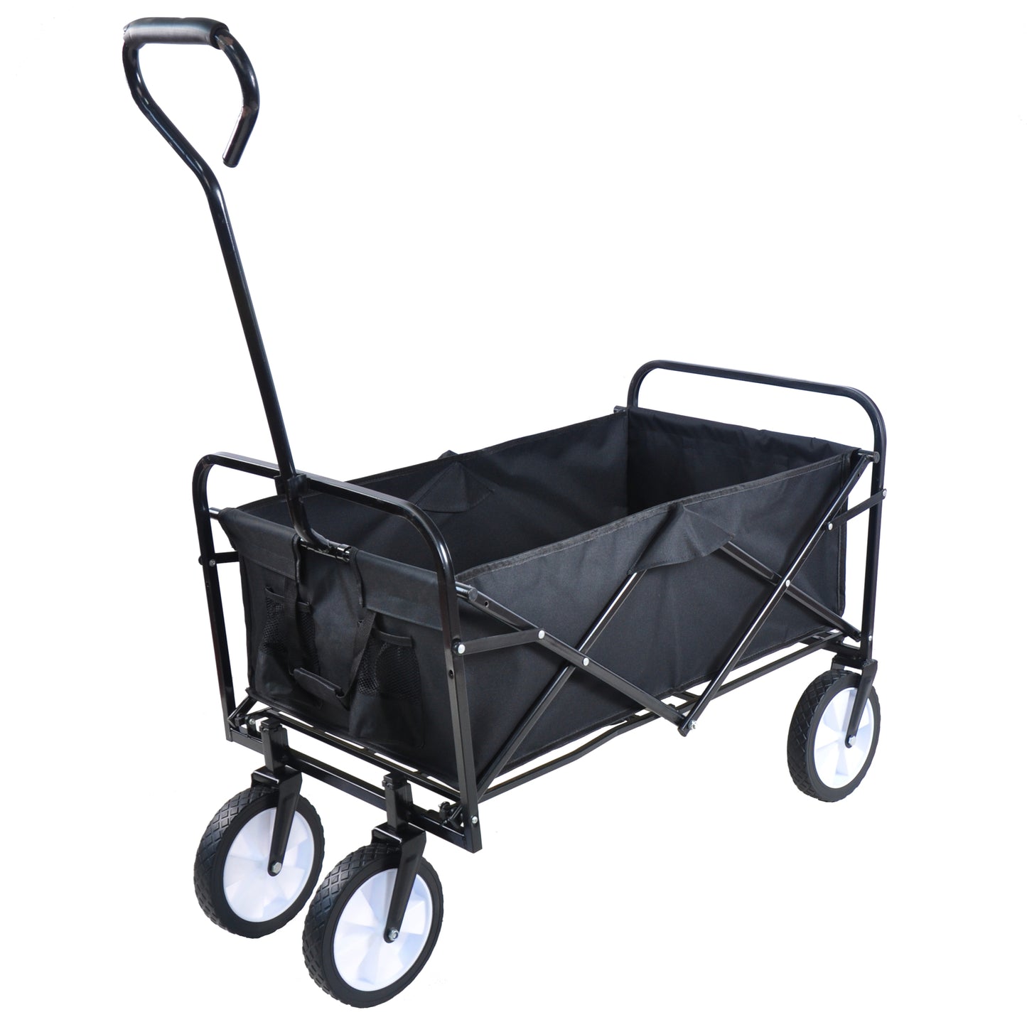 Folding Garden Wagon Cart for Shopping, Beach, and Outdoor Use - Lightweight & Portable, Compact Design, Black