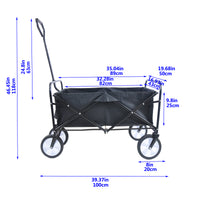 Folding Garden Wagon Cart for Shopping, Beach, and Outdoor Use - Lightweight & Portable, Compact Design, Black