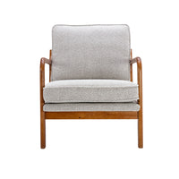 Mid Century Modern Accent Chair - Comfy Fabric Lounge Chair with Solid Wood Frame for Living Room - Easy Assembly (Oyster Grey)