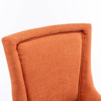 Set of 2 Ultra Side Dining Chairs, Thickened Fabric with Solid Wood Legs, Bronze Nailhead, Neutrally Toned, Stylish Orange