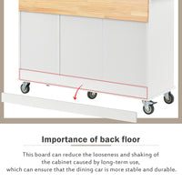 Rolling Mobile Kitchen Island with Solid Wood Top, Locking Wheels, Storage Cabinet, Drop Leaf Breakfast Bar, Spice Rack, White
