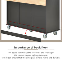 Rolling Mobile Kitchen Island with Solid Wood Top, 52.7 Width, Locking Wheels, Storage Cabinet, Drop Leaf Breakfast Bar, Spice Rack - Black