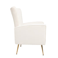 Velvet Accent Chair - Wingback Arm Chair with Gold Legs, Upholstered Single Sofa for Living Room or Bedroom, Stylish White Design