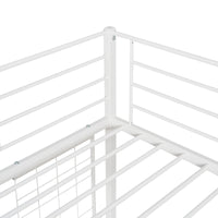Twin Metal Loft Bed with Desk and Metal Grid - Space-Saving White Bedroom Furniture for Kids and Teens