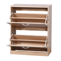 White Wooden Shoe Cabinet for Entryway 2 Flip Doors Shoe Storage Organizer 20.94x9.45x43.11 inch