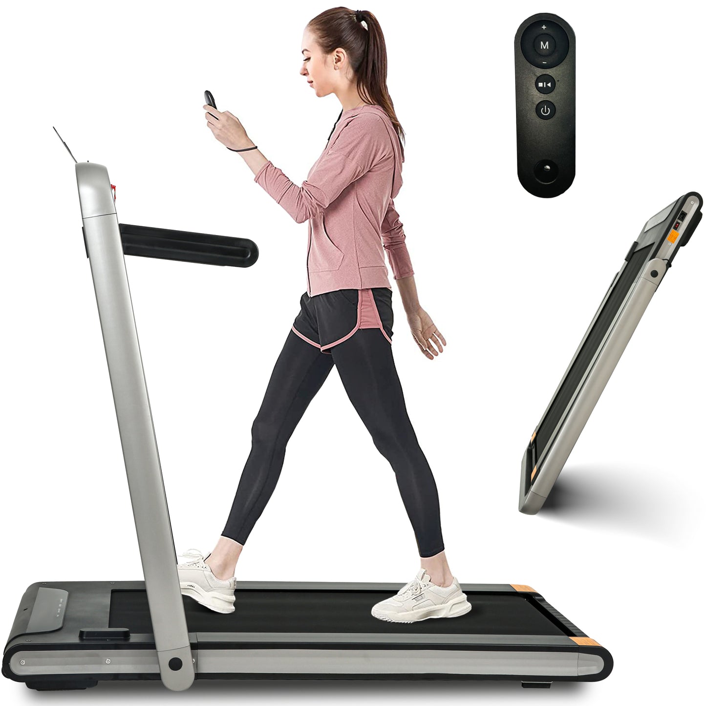 2 in 1 Under Desk Treadmill - 2.5HP Folding Electric Walking Jogging Machine for Home Office, Remote Control Included