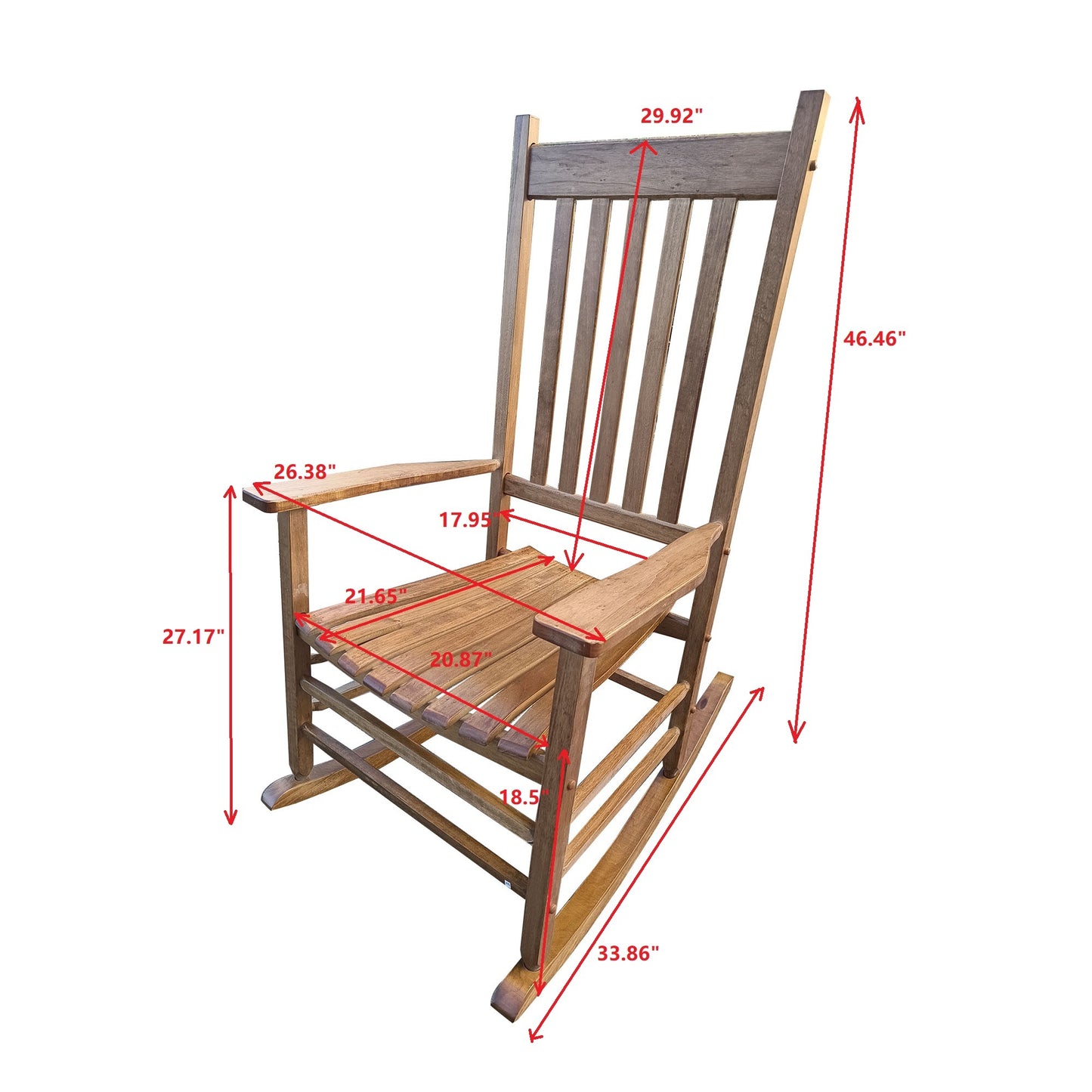 Brown Balcony Porch Rocking Chair for Adults - Comfortable Outdoor Seating for Relaxation