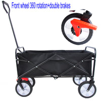 Folding Garden Wagon Cart for Shopping, Beach & Outdoor Use - Lightweight Portable Collapsible Cart (Black)