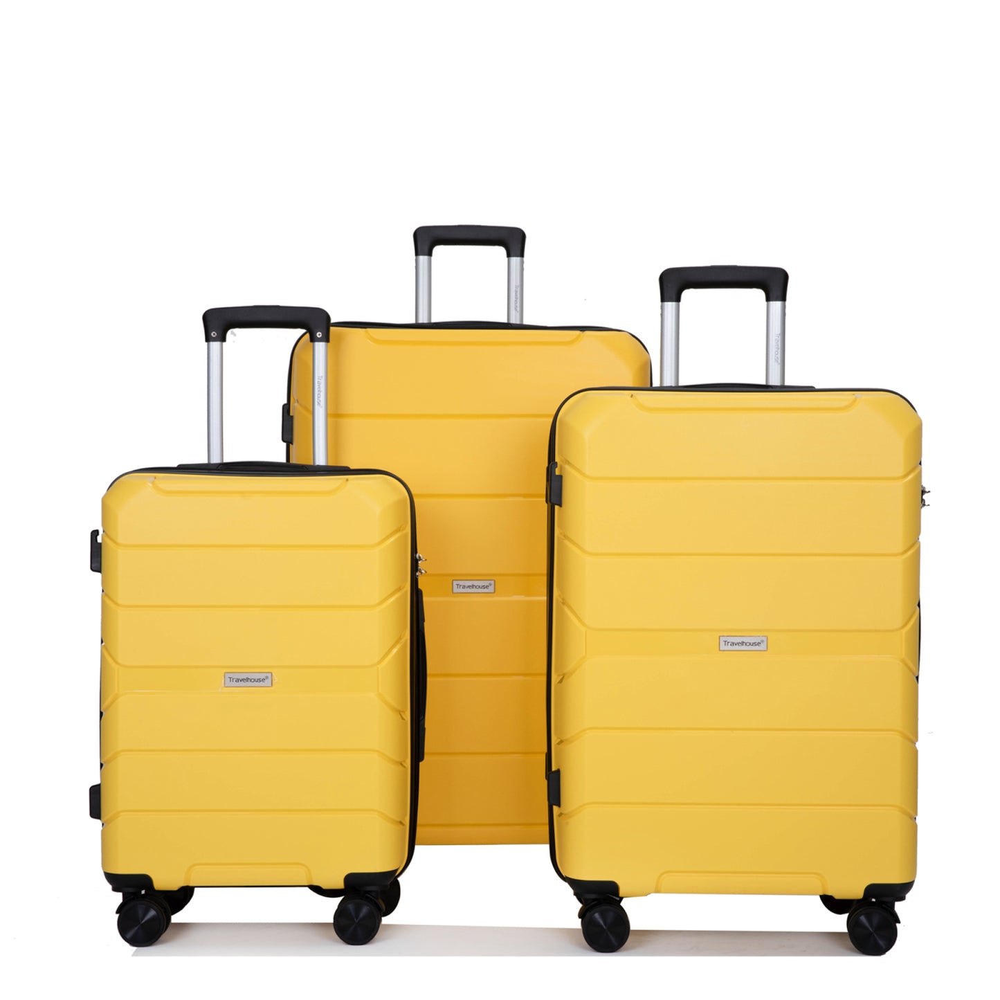 Lightweight Hardshell Luggage Set with Spinner Wheels and TSA Lock, 3-Piece Suitcase Set (20/24/28), Yellow