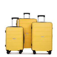 Lightweight Hardshell Luggage Set with Spinner Wheels and TSA Lock, 3-Piece Suitcase Set (20/24/28), Yellow