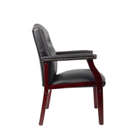 Leather Reception Guest Chairs with Padded Seat and Arms, Ergonomic Mid-Back Office Executive Side Chair for Meeting, Black