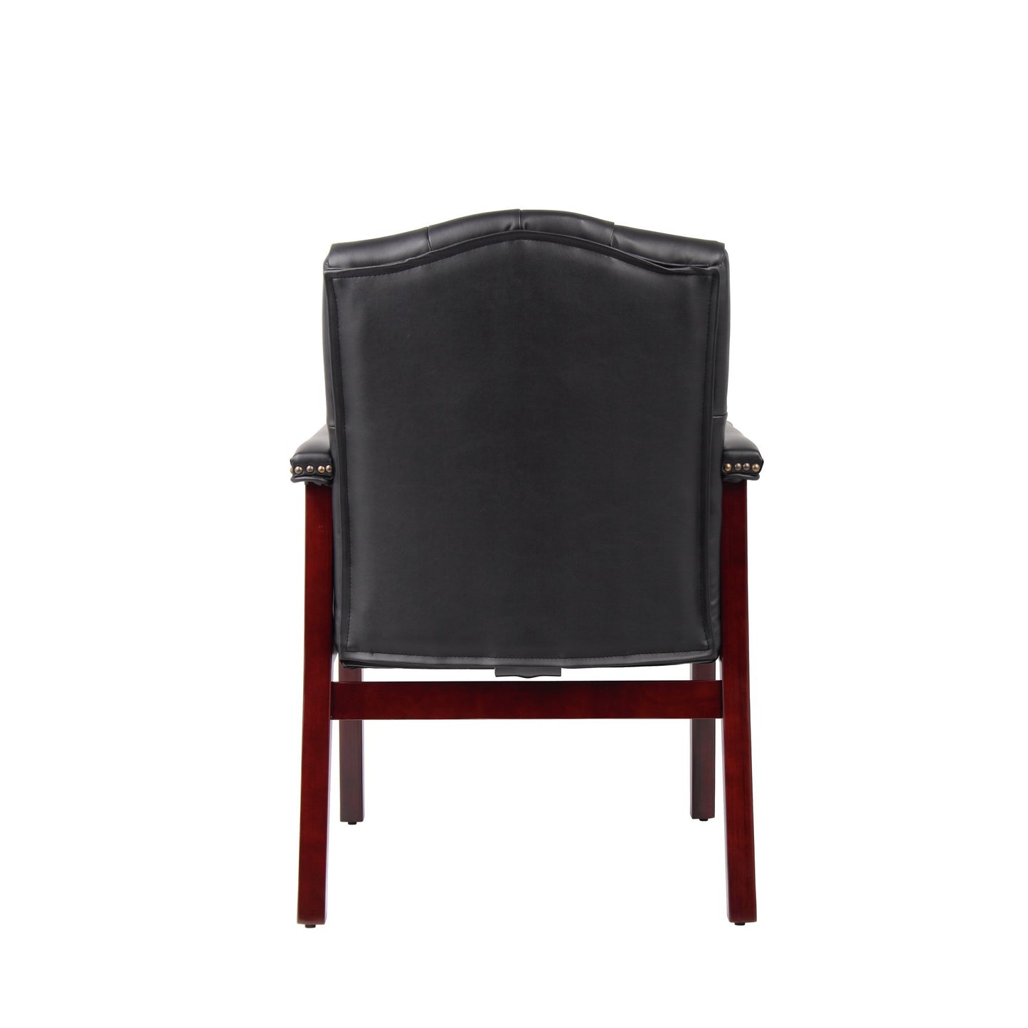 Leather Reception Guest Chairs with Padded Seat and Arms, Ergonomic Mid-Back Office Executive Side Chair for Meeting, Black