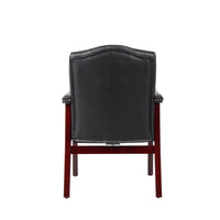 Leather Reception Guest Chairs with Padded Seat and Arms, Ergonomic Mid-Back Office Executive Side Chair for Meeting, Black