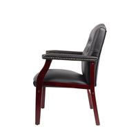 Leather Reception Guest Chairs with Padded Seat and Arms, Ergonomic Mid-Back Office Executive Side Chair for Meeting, Black