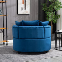 Classic Barrel Accent Chair for Living Room | Modern Blue Leisure Sofa Chair