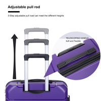 Lightweight Durable Hardshell Luggage Set with Spinner Wheels, 3-Piece (20/24/28) - Purple, TSA Lock