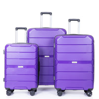 Lightweight Durable Hardshell Luggage Set with Spinner Wheels, 3-Piece (20/24/28) - Purple, TSA Lock