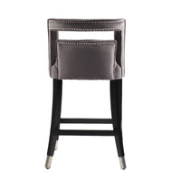 Suede Velvet Barstool Dining Room Chair Set - 2 Pcs, 26 Inch Seat Height, Nailhead Trim, Stylish & Comfortable Modern Seating