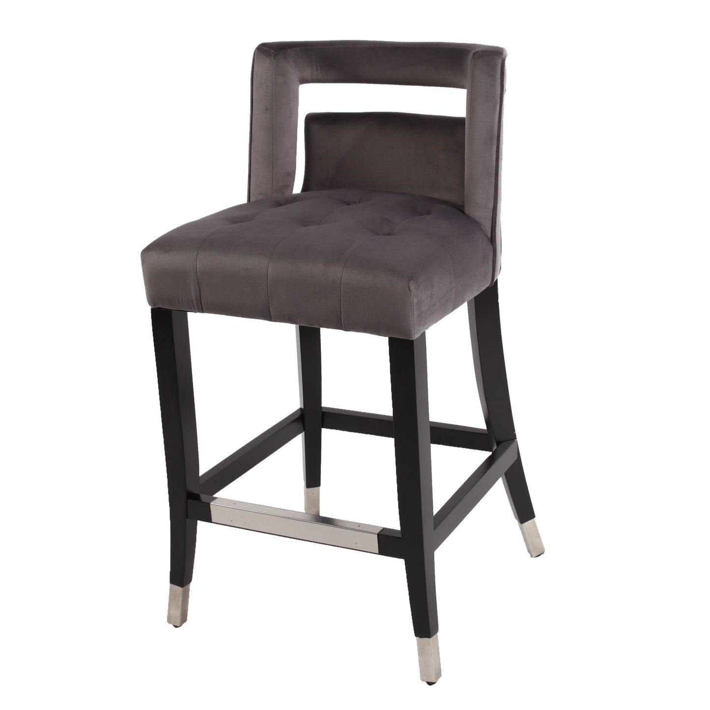 Suede Velvet Barstool Dining Room Chair Set - 2 Pcs, 26 Inch Seat Height, Nailhead Trim, Stylish & Comfortable Modern Seating