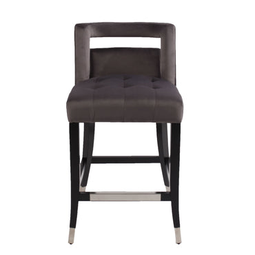 Suede Velvet Barstool Dining Room Chair Set - 2 Pcs, 26 Inch Seat Height, Nailhead Trim, Stylish & Comfortable Modern Seating